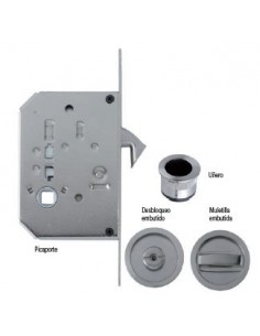 Kit picaporte uñero y cazoletas para puerta corredera