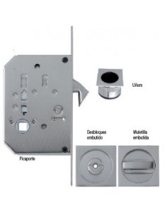 Kit picaporte uñero y cazoletas para puerta corredera cuadrada