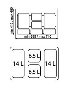 Cubos gris de reciclaje 41L... 2