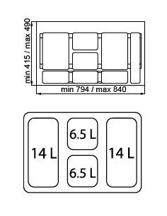 Cubos gris de reciclaje 41L... 2