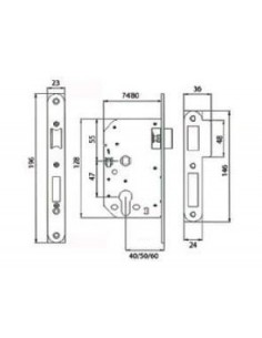Cerradura de embutir completa y medidas 2