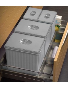 Cubos gris de reciclaje 41L con bandeja Modulo 80 